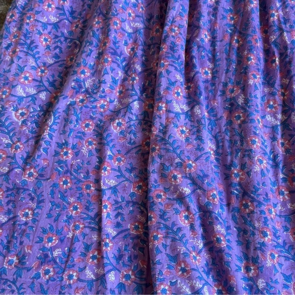 Emerson Fry India Sundress Violet Wildflower Tie Straps Size M L Tiered Maxi - Picture 9 of 10